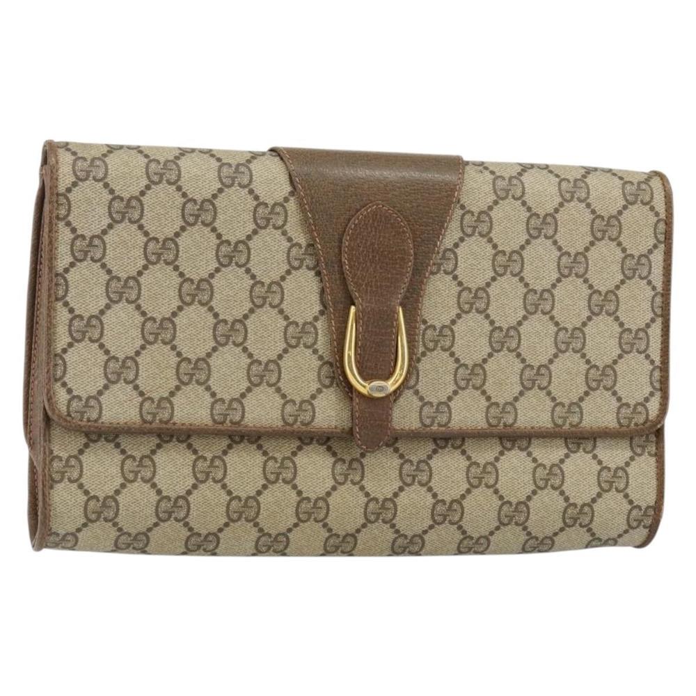 GUCCI GG Supreme Clutch Bag Beige Gold 89 02 050 Auth bs29617 - Picture 1 of 16